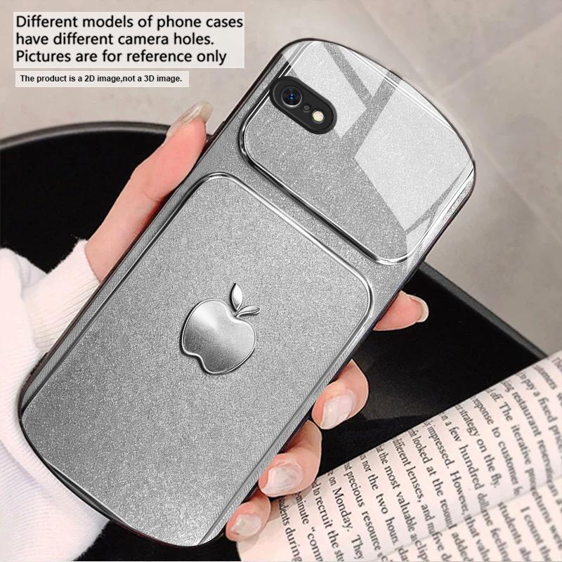 Винтажная серебристая рамка для iPhone 17 16 15 14 13 Plus 12 mini 11 Pro Max XR Xs Max X 7 8 6S 22 20 Эллиптический стеклянный чехол для телефона