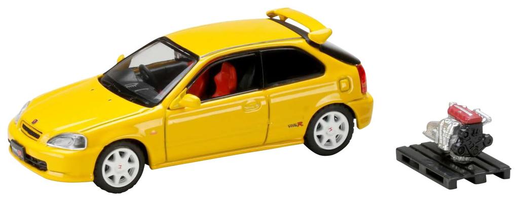 HobbyJAPAN Honda Civic TYPE R 1997 с дисплеем двигателя Желтый Саншайн 1/64 (ЕК9) модель,