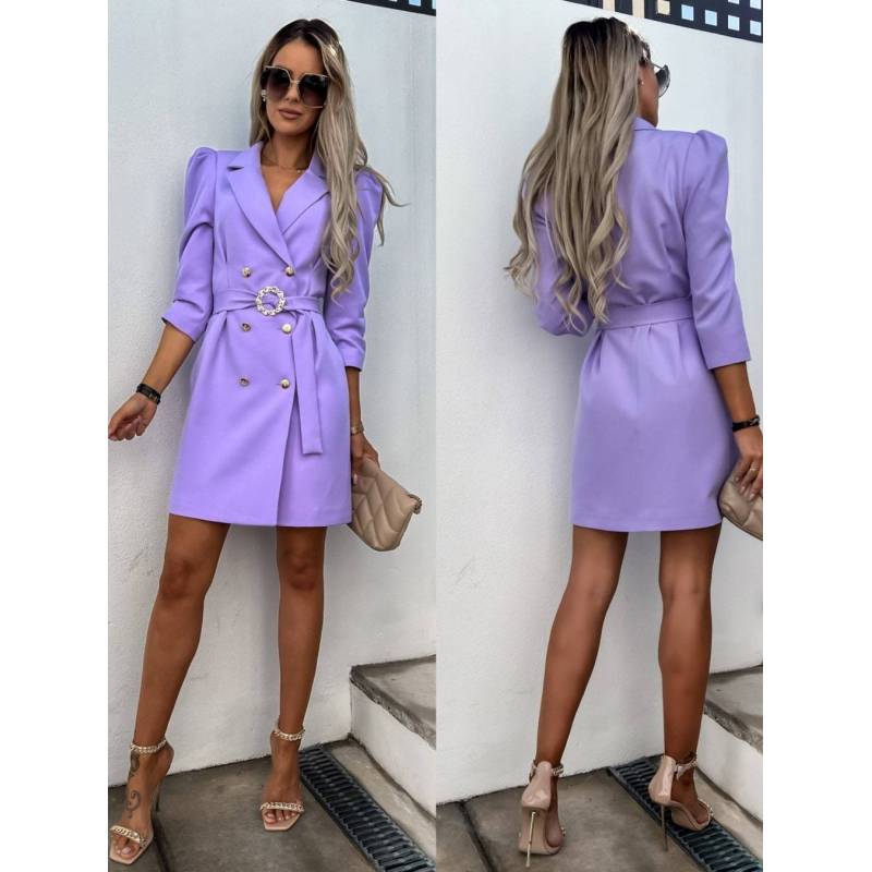 Tooxika Женский новый OL пригородный костюм воротник двубортный талия однотонный тонкий платье с поясом