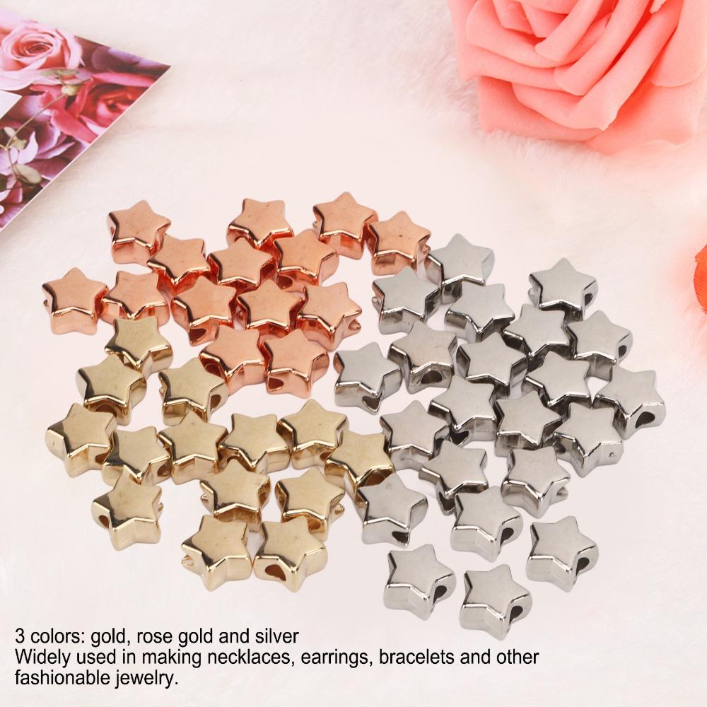 50pcs 3 Colors Jewelry Making Beads Small Hole Star Spacer Beads Star Shaped Beads  Anklet Craft