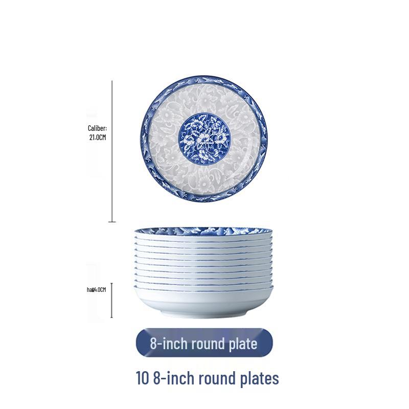 Квадратная фарфоровая тарелка «Жуи» сине-белого цвета — идеально подходит для еды, фруктов, блюд, приготовленных на пару и запеченных.