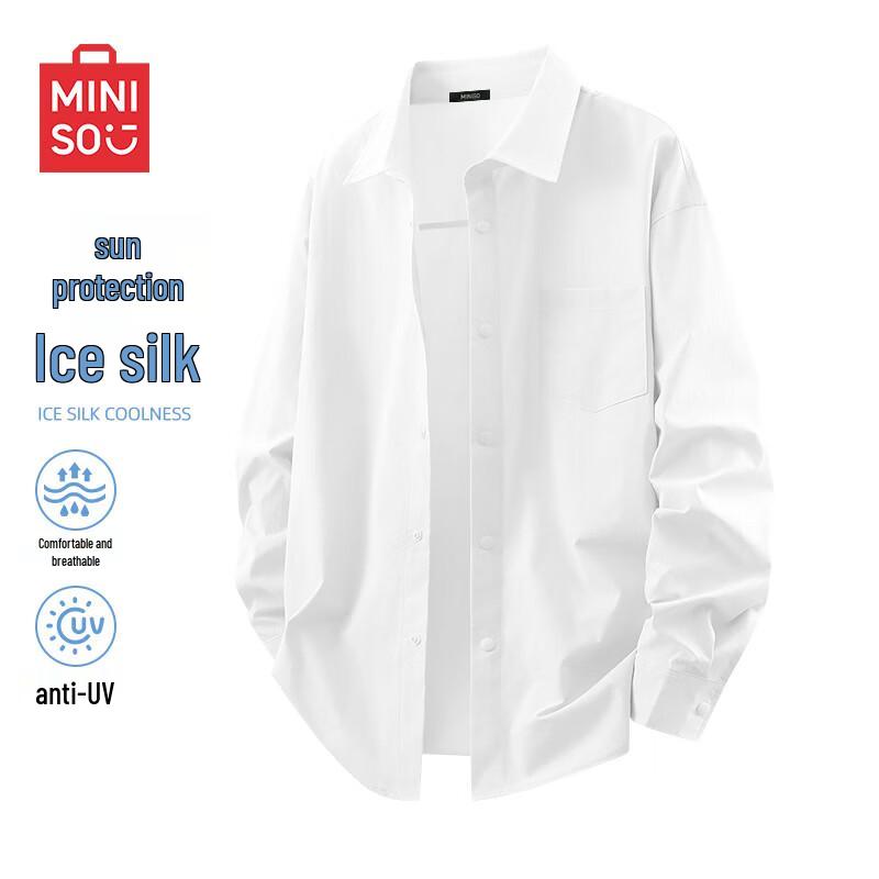 MINISO Мужская рубашка с длинным рукавом из ледяного шелка с защитой от солнца UPF50+