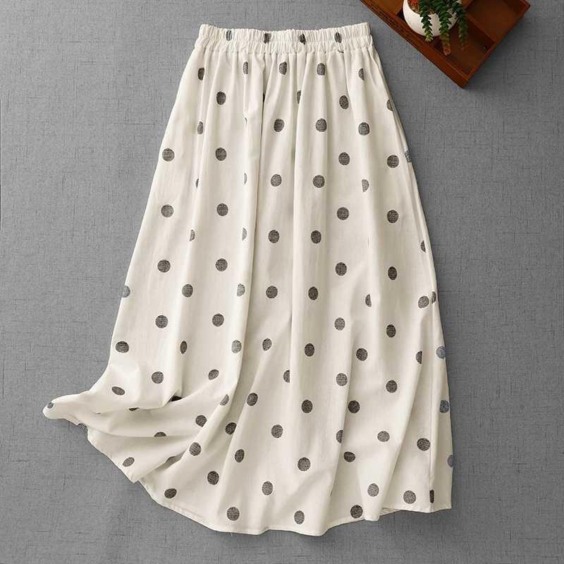 2025 Летняя черно-белая обтягивающая талия в горошек Повседневная универсальная литературная винтажная полуюбка