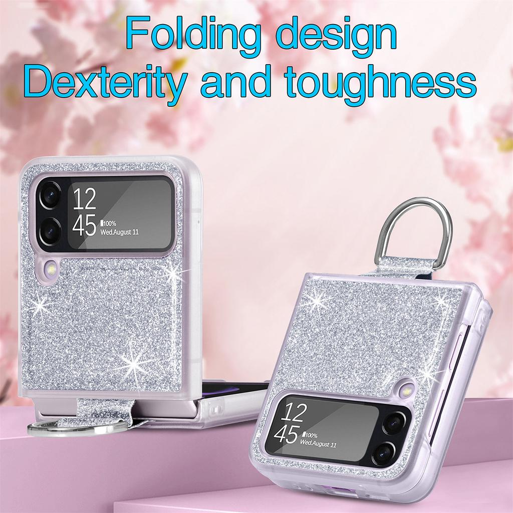 Тонкий блестящий чехол с кольцом на палец против падения для Samsung Galaxy Z Flip4 5g Flip 4 Flip3 Flip 3, модный защитный чехол, чехол