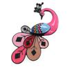 [R6080] - Designer Brooch 'Lilipoupettes' (peacock) Multicolored Rose - 70x40 Mm