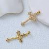 Подвеска из микроциркония с медной инкрустацией, крест, сохраняющий цвет, аксессуары для ожерелья из меди с позолотой.