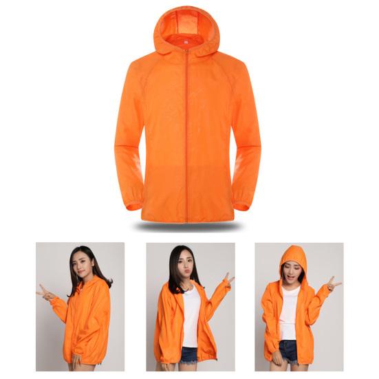 С капюшоном, длинными рукавами, усаживающимися манжетами, карманами, застежкой-молнией, ветровка, куртка для мужчин и женщин, водонепроницаемая защита от солнца