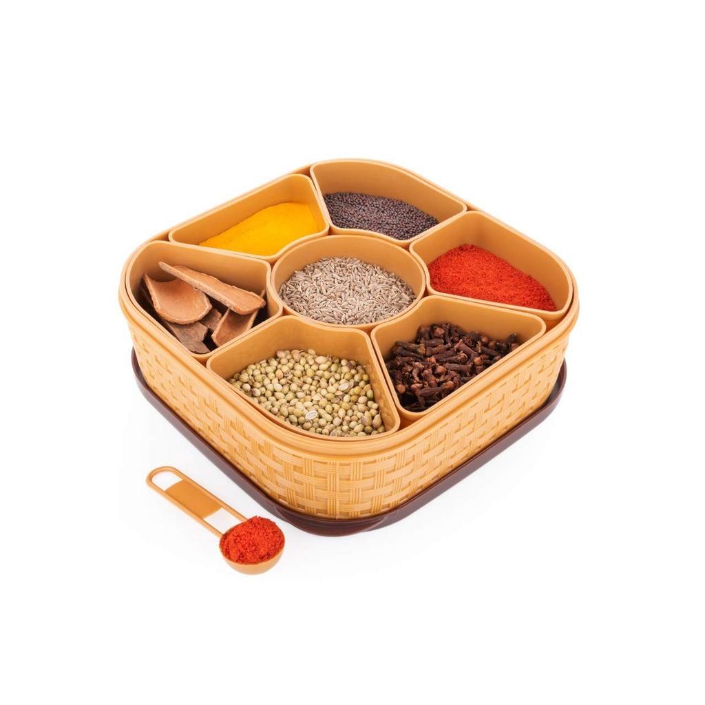 @ Plastic Round 7 Sections Masala Spice Box Dabba Box 255Gm Zr-7085-60%Off