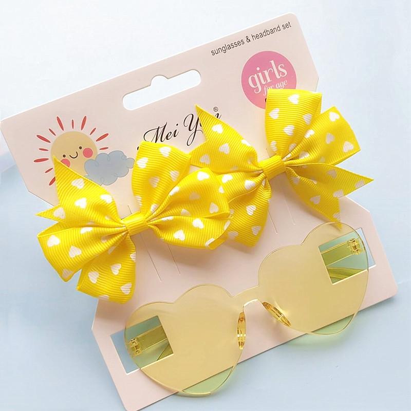 3 Pcs/Pack Cute Solid Dot Hairclips Kids Colorful Sun Glasses Girls Boutique Bowknot Hair Clips Children Hair Accessories