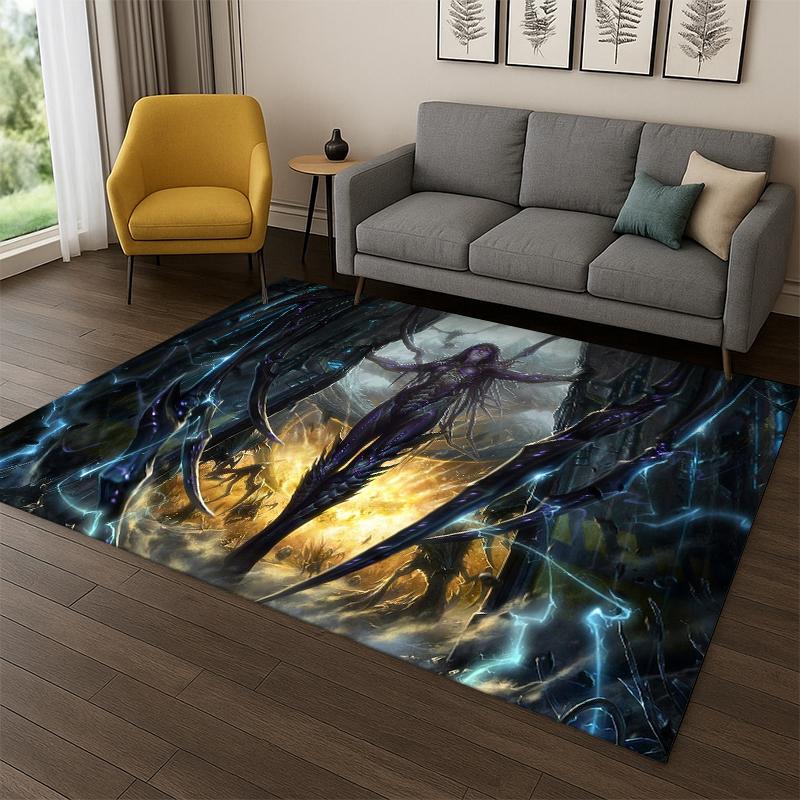 retro StarCraft Game Gamer cartoon Carpet Rug for Bedroom Living Room Sofa Playroom Doormat Home Decor,Kid Area Rug Non-slip