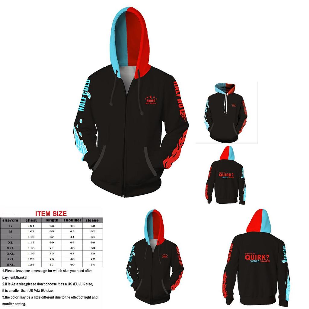 Hoodies Boku No Todoroki Shoto Zip Up Coat Cosplay Outwear