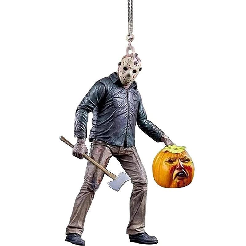 Vintage Acrylic Halloween Scary Character Car Hanging Ornament For Spooky Car Decor