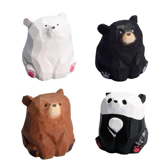 Деревянная фигурка медведя, миниатюрная статуэтка медведя, деревенское настольное украшение для детской комнаты в спальню