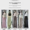 Women's Summer Pleated Zen Wide-Leg Pants - High-Waist, Lightweight, Casual, and Straight-Legged with a Yamamoto Style Draped Design.