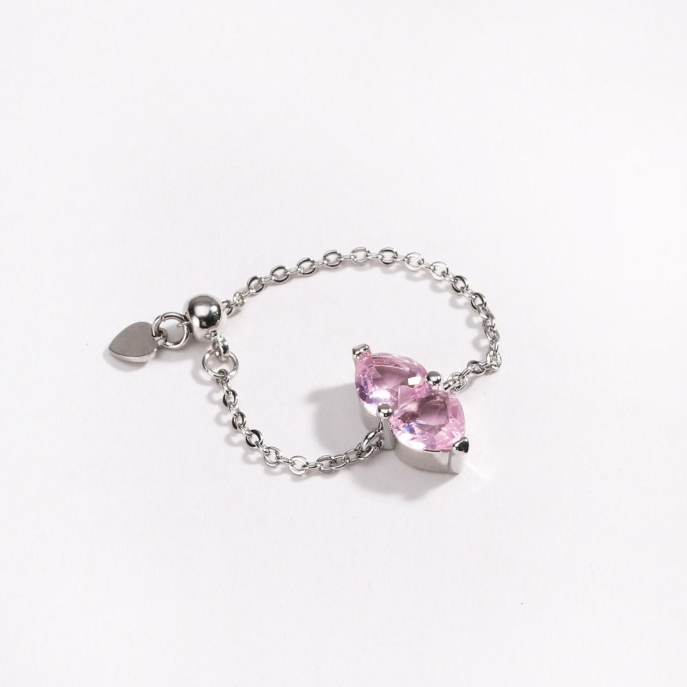 Exquisite Zirconia Chain Rings Minimalist Women Link Chain Ring Adjustable Chain Ring  Wedding