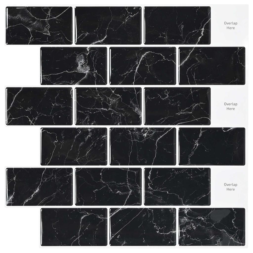 Subway Tile 10 pcs Black Marble 30 x 30 cm