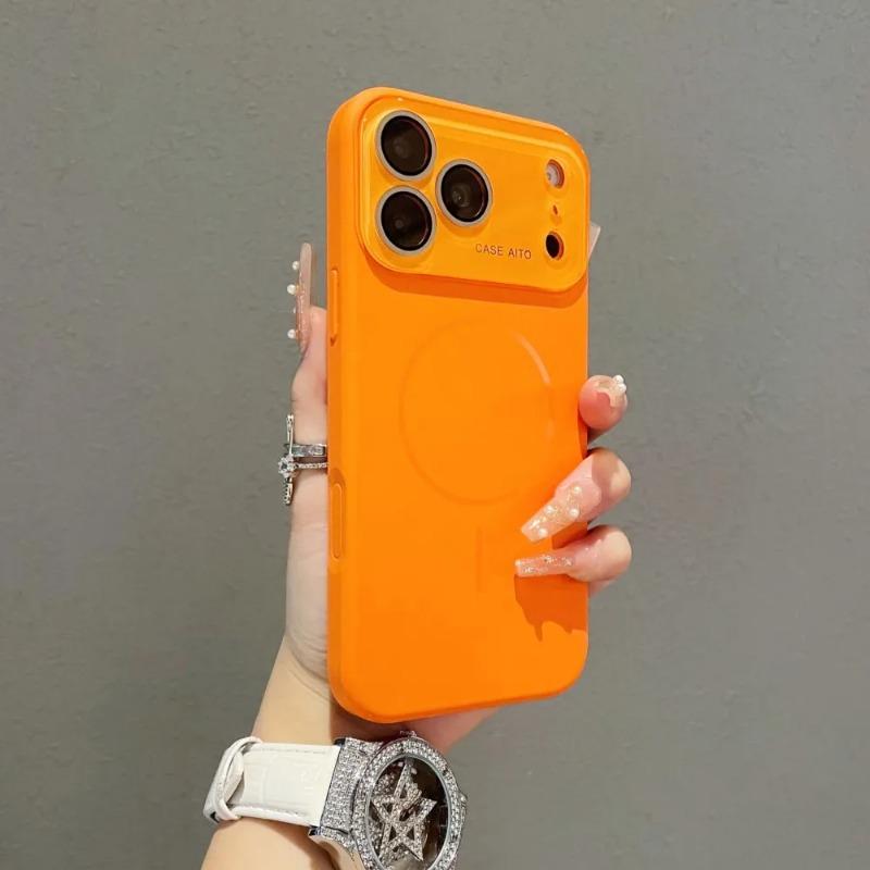 Чехол с большим окном из жидкого силикона с магнитами для iPhone 17 Air 16 15 14 13 Pro Max Для беспроводной зарядки Magsafe Матовый защитный чехол