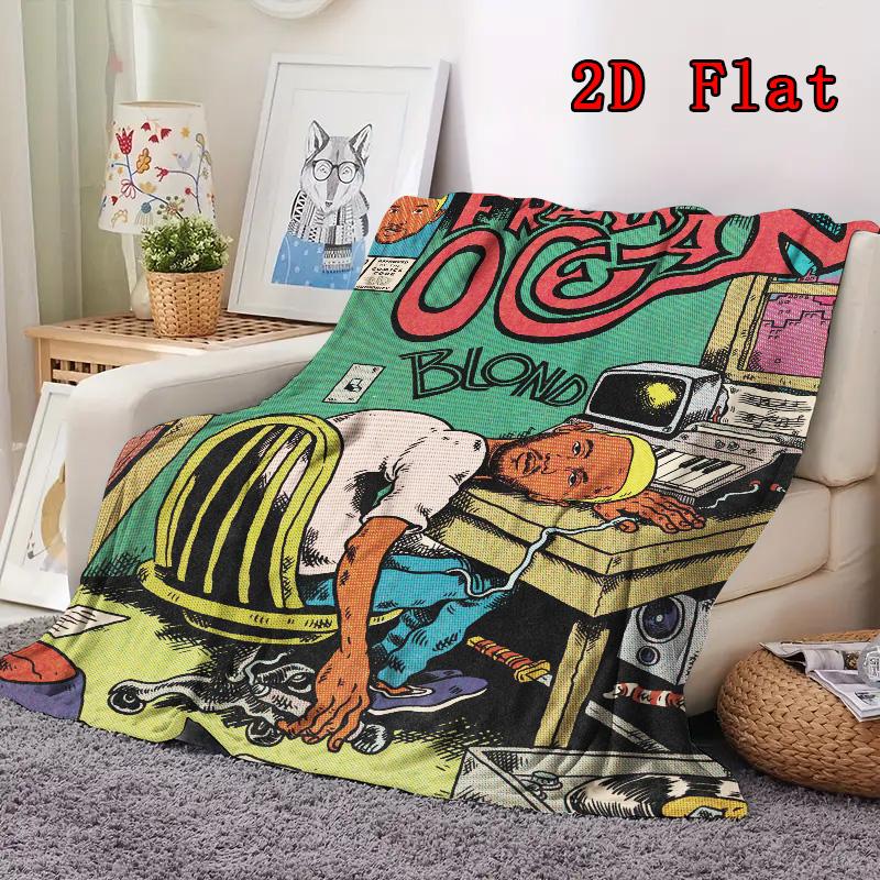 Frank Ocean 2D Flat Pattern Flannel Blanket High quality All Seasons Warmth and Comfort Perfect for Christmas Gifts.