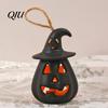 Spooky Pumpkin Night Light 12 Pcs Halloween LED Lantern, Hanging Lighted Safety Lighting with Witch Hat for Indoor Outdoor Home Party Decor Lights