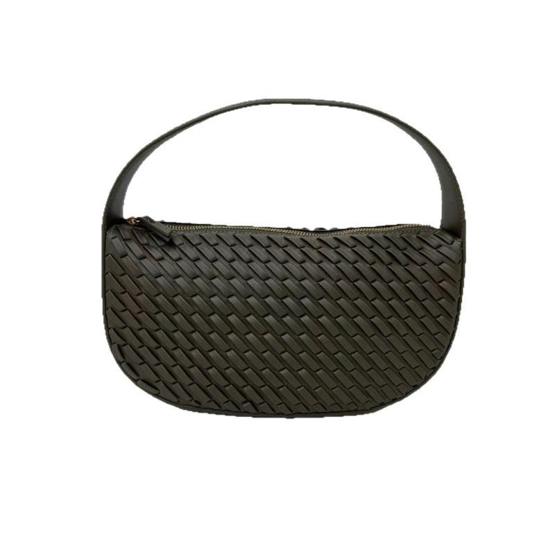 Olive Green Woven Effect Handbag for Women Solid Color Shoulder Adjustable Strap Daily Commuting Bag Stylish Female Shoulder Bag