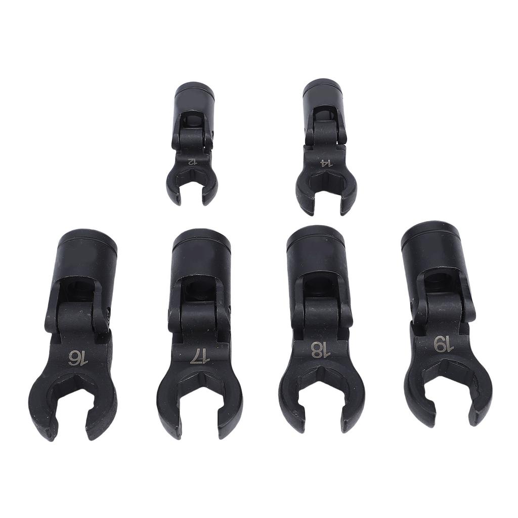 6PCS Crows Foot Wrenches 1Celsius2 3Celsius8 Inch Drive 6 Point Socket Flexible Head Fuel Line Wrench Set 12mm 14mm 16mm 17mm 18mm 19mm Opening