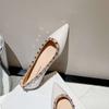 Французские балетки с заклепками 2025 лето новые лакированные остроносые туфли-лодочки женские с мелким вырезом темпераментная мягкая подошва нежные женские туфли