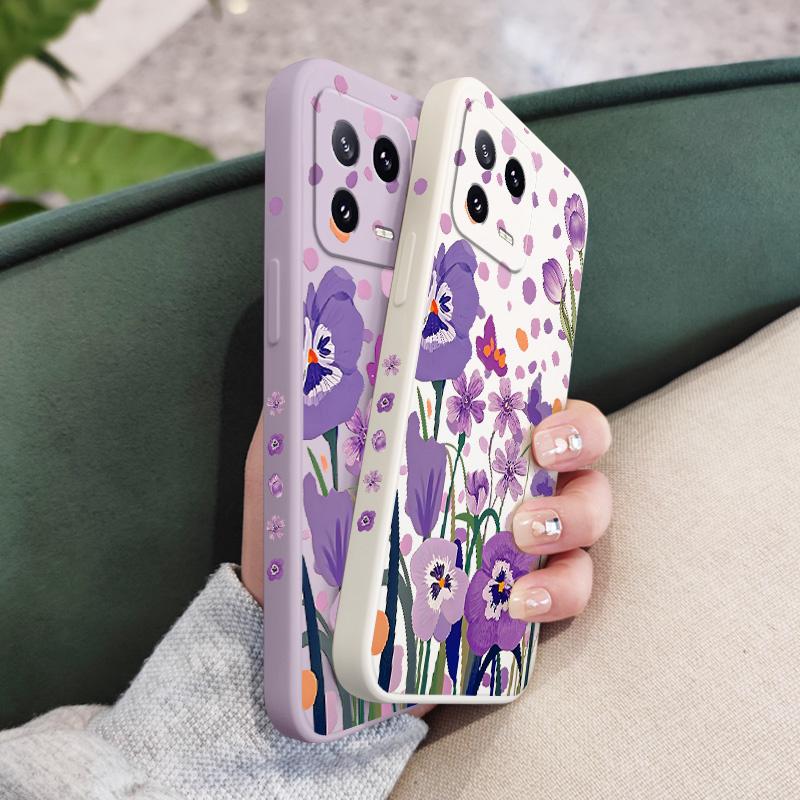 Purple Charm Tulip Phone Case For Xiaomi Mi 15 14 14T 13 13T 12 12X 12T 12S 11 11T 10 10T 9 9T Pro Lite Liquid Silicone Cover