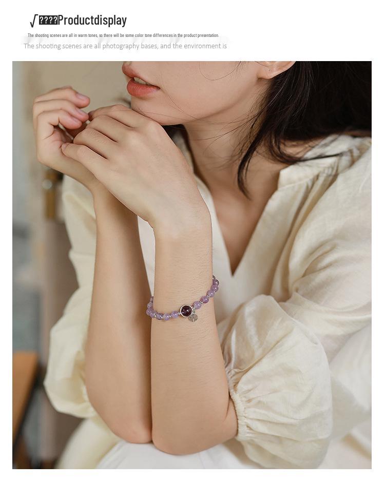 Браслет «Снежинка» из лавандового аметиста и фиолетового нефрита, серебро S925, бусины из натуральных кристаллов, простой женственный стиль.
