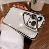 Fold Glass Lens Stand Holder Clear Case For iPhone 18 17 16 15 14 13 12 Pro Max Plus Plating Camera Protection Shockproof Cover