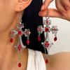Готические серьги-капли в виде сердца рубинового цвета и руки - Креативный европейский и американский дизайн