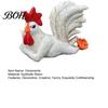 Vintage Style Home Accessories White Rooster Statue with Enchanting Posture & Long Eyelashes, Creative Table Art Sculpture, Funny Resin Garden