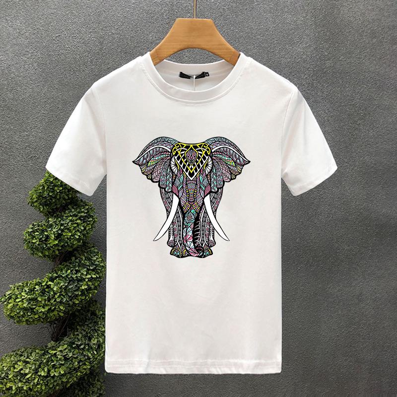 2yk Luxury Brand Design For Men's T-shirt Cotton High Quality Elephant Printing Summer Tees Brand Tops Unisex Oversized S-7XL