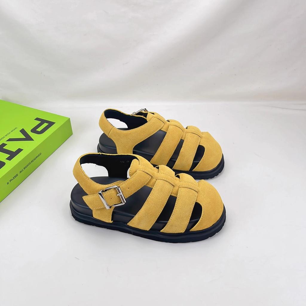 2025 Summer New Super Soft Leather Bag Head Women's Sandals Flat Casual Ugly Cute Pig Cage Shoes Roman Sandals Women