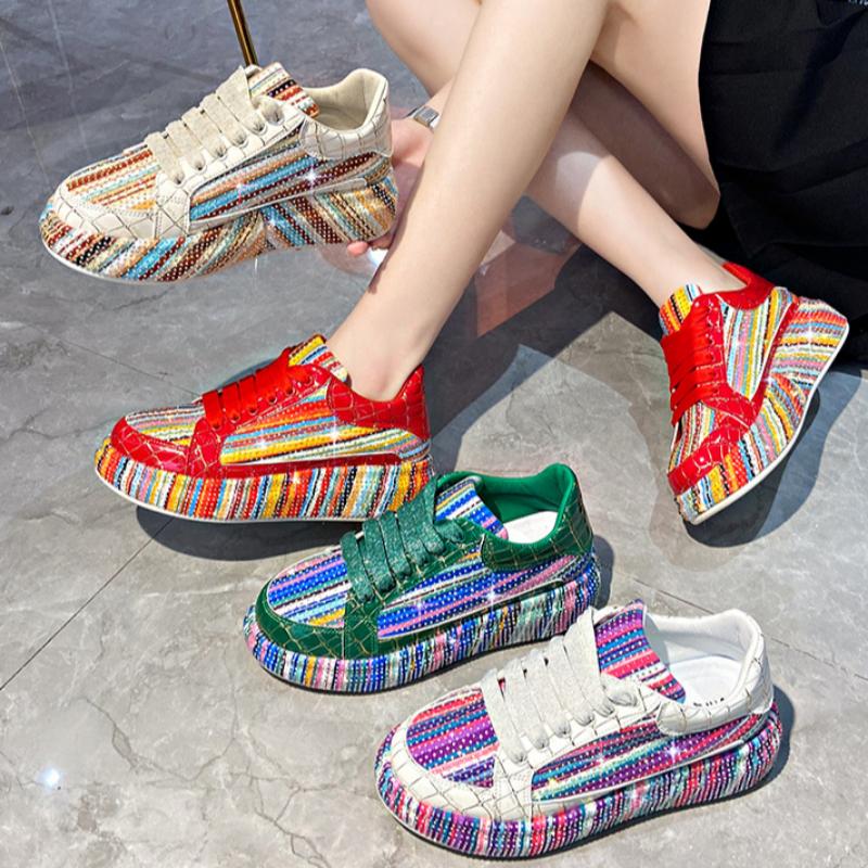 Красочные туфли для спорта со стразами «Звездное небо» для женщин, на толстой подошве, сетчатые, удобные, дышащие