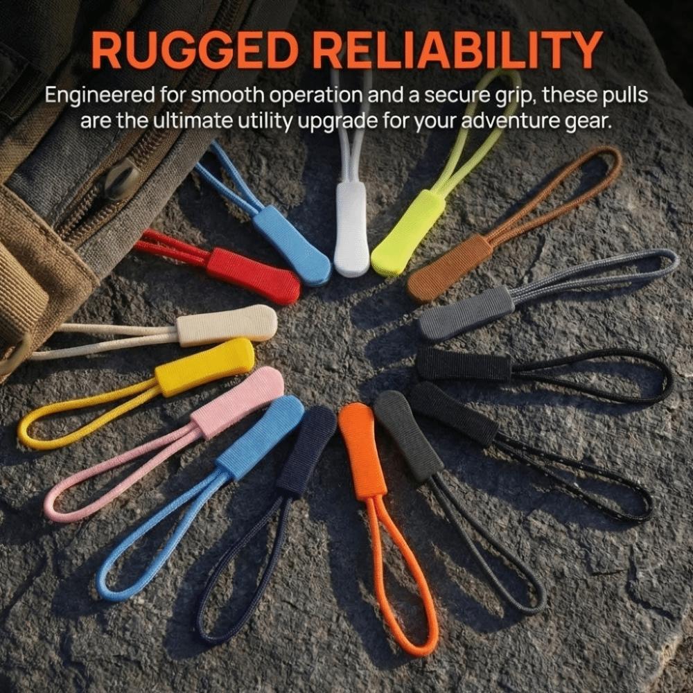 150 Pcs Lock Mechanism Zip Clip Buckle 15 Colors Slider Cord Rope Puller Zipper Pulls for Bag