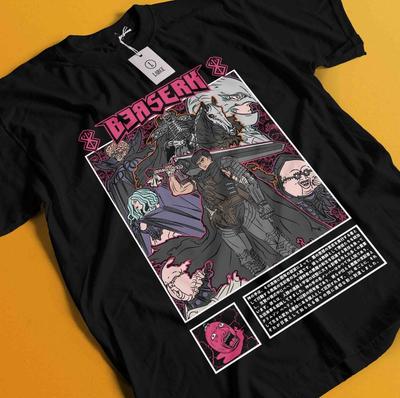 Футболка Berserk, футболка Guts, футболка Griffith, футболка Casca, футболка Warrior, аниме, манга, Farnese.