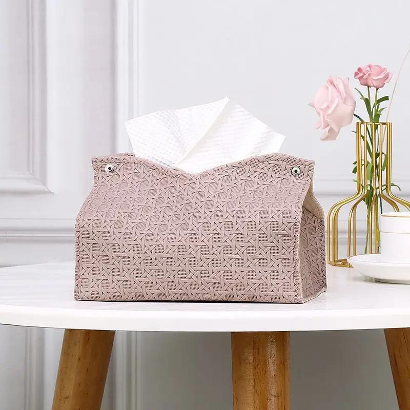 Light Luxury Leather Tissue Box High Aesthetic Living Room Universal Hotel Homestay Coffee Table Desktop Creative Storage