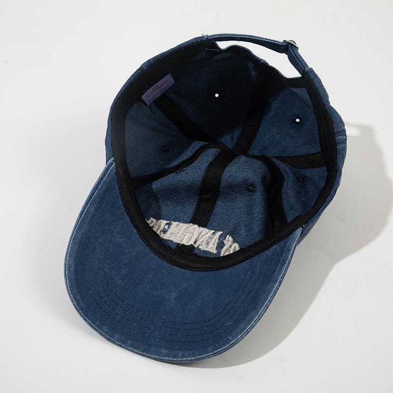 Корейская модная ретро джинсовая бейсболка с вышивкой и эффектом потертости - Летняя унисекс шляпа от солнца