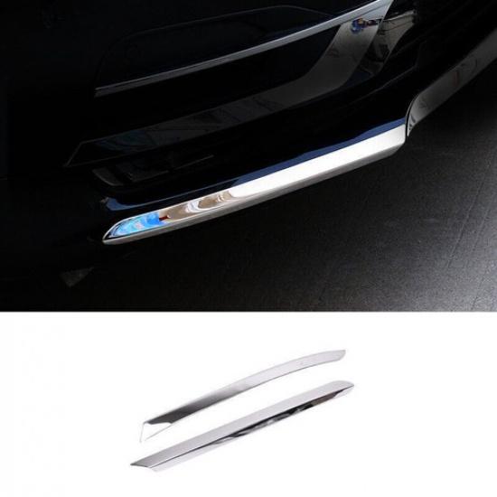 2017- For Volvo S90 Chrome Steel Front Bumper Side Spoiler Cover Trim 2Pcs