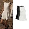 Spring New Temperament Crew Neck Sleeveless Slim Vest Skirt Wide Swing Design Skating Dress 4043041
