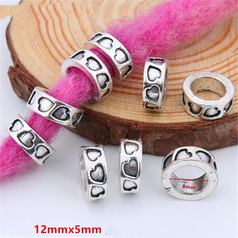 5pcs/bag Silver Metal Hair Rings Braid Dreadlocks Bead Hair Cuffs Dread Tube Charm Dreadlock for DIY Hair Accessaries