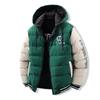 Men's Embroidery Contrasting Color Trend Loose Removable Hat Double-sided Wear Thickened Cotton-padded Jacket Hooded Jacket