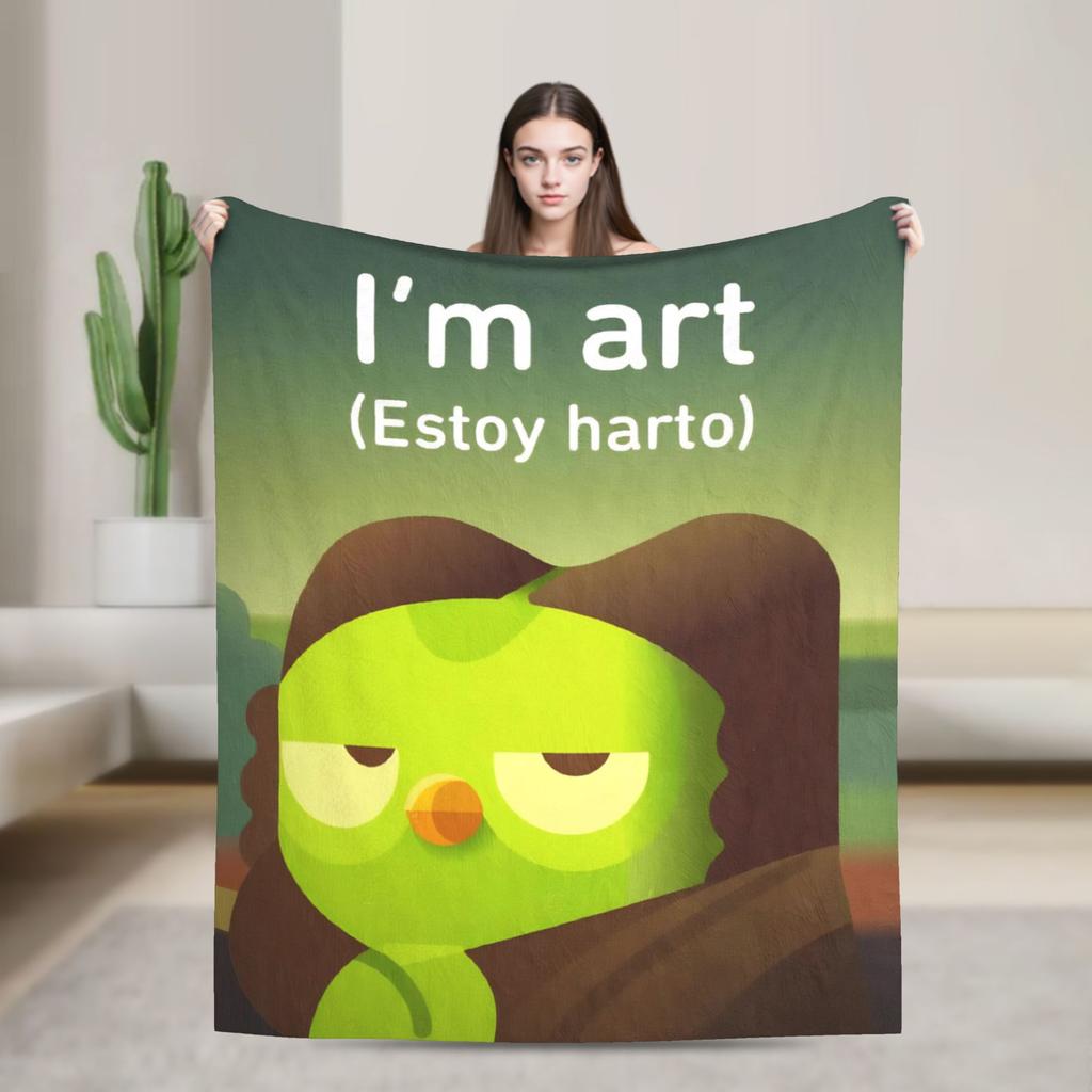 Duolingos Owl Duo Flannel Blanket  Soft Warm Bedding Throws for Couch Bed Camping Comfortable Bedspread Sofa Bed Cover