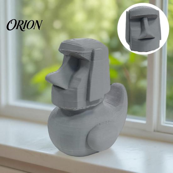 Привлекательный Декор для Дома 3D Печатная Статуэтка Утки Моаи, Фигурка Каменной Головы с Острова Пасхи, Декор под Известняк, Забавная Настольная Фигурка для Офиса