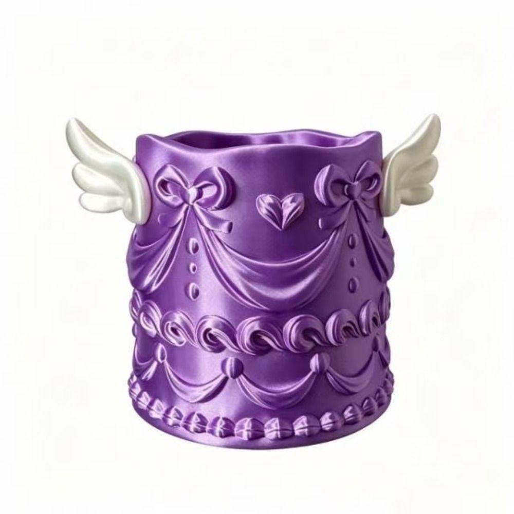 Desktop Storage Cosmetic Organizer Bucket Angel Wings Brush Holder Desktop Organization