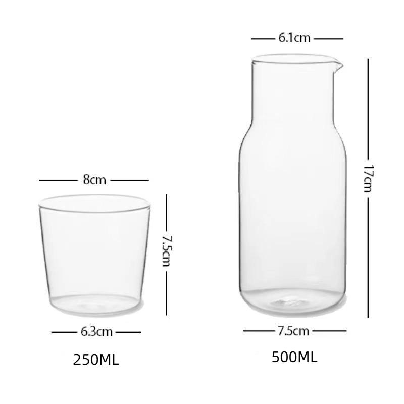 Скандинавская прозрачная стеклянная бутылка для воды с чашками – Жаростойкий набор кувшина для сока для дома или офиса