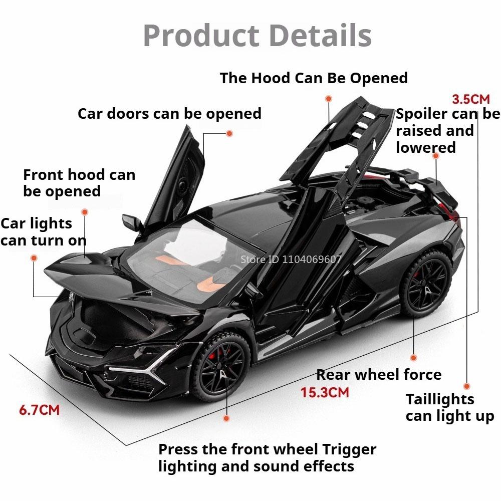 Масштаб 1:32 Revuelto 720S Модель спортивного автомобиля Игрушка Двери открываются Оттянуть Назад Звук Свет Модели суперкаров Подарки для детей