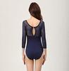 ProDance Mesh Simple Long Sleeve Ballet Leotard PLL005N (XL, Navy)