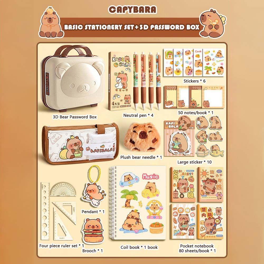 Kawaii Back-to-School Supplies Cute Gift Bag for Students Trendy Capybara Stationery Set