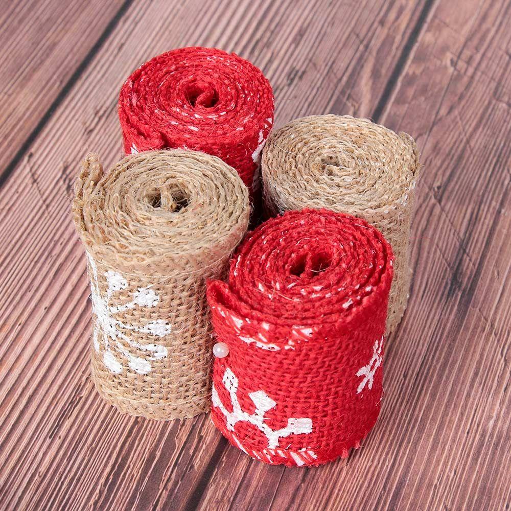 Craft Rustic Vintage Merry Christmas Wedding Snowflake Sisal Trim Snowflake Lace Ribbon Jute Burlap